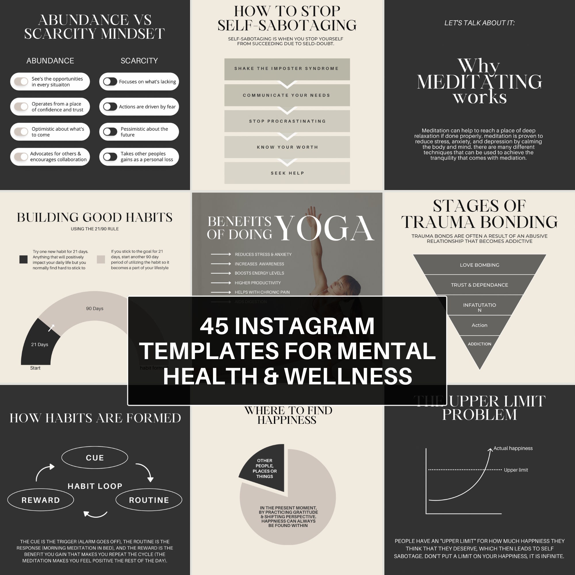 Mental Health Canva Instagram Templates for Psychologists, Therapists ...