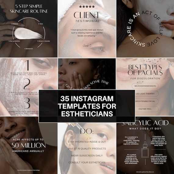 Esthetician Instagram Templates, Skincare Social Media, Dermatologists Instagram Posts, Esthetician Posts, Canva Templates