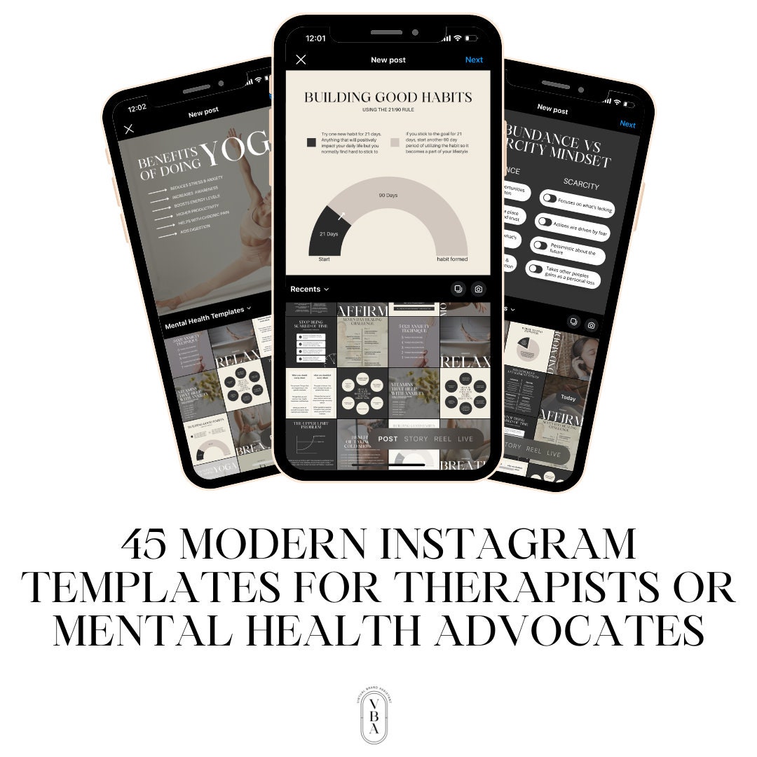 Mental Health Canva Instagram Templates for Psychologists, Therapists ...