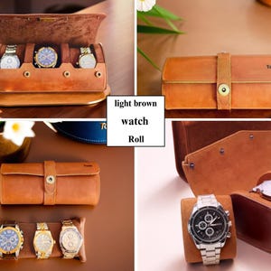 Leather Light Watch Roll For Men, Leather Watch Case, Gift For Watch Lover, Gifts for Him Dad Boyfriend Husband Valentines Birthday