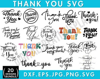 Thank You Svg Bundle, Thank You Png, Thank You Clipart, Thankful Svg, Svg Files,Thank You Sign,Svg Cut Files, Silhouette Svg, Svg For Shirts