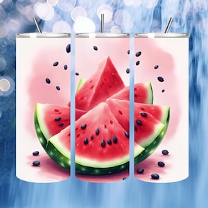 Watermelon Tumbler Wrap | Summer Skinny Tumbler PNG | Funny Fruit Pattern | Pretty Sublimation Design | Summer Vibes