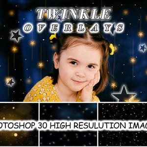 30 Twinkle Overlays, Sparkle Overlays, Twinkle Bokeh Overlays, Twinkle Lights Overlay, Gold Lights Overlay, Digital Download, Photo Overlays