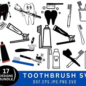 Paquete de 17+ cepillos de dientes SVG, cepillo de dientes SVG/PNG, cepillo de dientes SVG/DXF, cepillo de dientes PNG, cepillo de dientes SVG para camisa, hada de los dientes SVG, archivo SVG para cortar