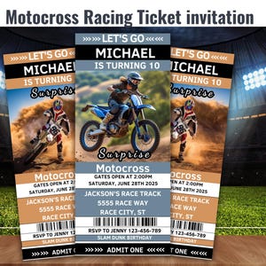 Motocross Racing Ticket Invitation, Surprise Motocross Ticket, Printable Gift Motocross Tickets, Motor Racing Ticket, Editable Template