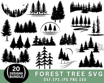 Forest Tree Svg Bundle, Forest Tree Png, Tree Svg, Camping Svg, Tree Silhouette Svg, Pine Forest Svg, Commercial Use Svg, Forest Clipart,
