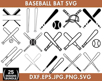25 Baseball Bat Svg, Baseball Bat Png, Baseball Svg Bundle, Sports Svg, Baseball Clipart, Svg Files For Cricut, Instant Download, Silhouette