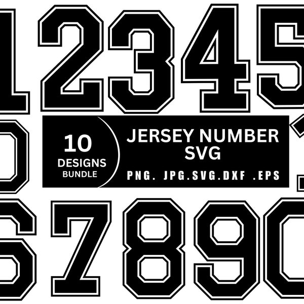 Jersey Number Svg Bundle, Numbers Svg,Football Jersey Svg, Jersey Number Png, Letters Svg, Silhouette Svg ,Jersey Numbers, Basketball Jersey