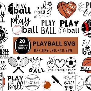 Jouer au ballon Svg, jouer au ballon Png, clipart Playball, Svg pour les chemises, Svg le jour du match, sports Svg, fichiers Svg pour Cricut, Silhouette, instantané, vecteur