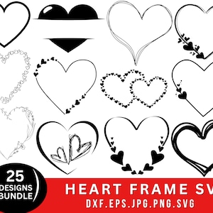 Herz Rahmen svg Bundle, Herz svg / Png, Herz Rahmen Clipart Art, SVG-Dateien für Cricut, Blumenherz svg, Herzrahmen Png, Herz Clipart