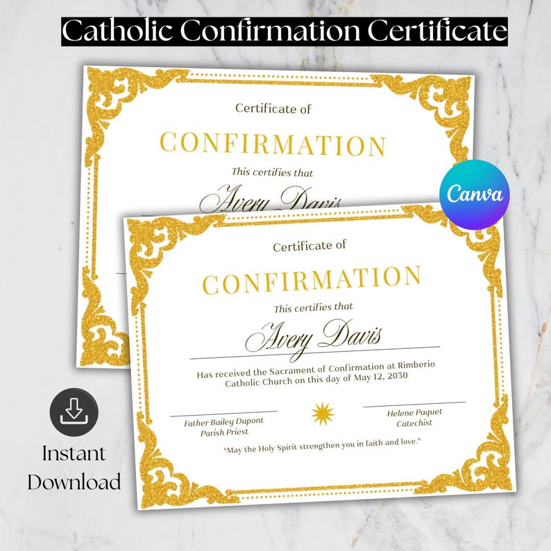 Reading Confirmation Catholic Confirmation Certificate Template, Editable Church Certificate ...