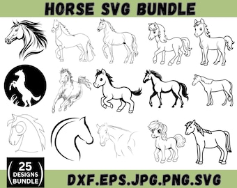 Paard Svg bundel, paard Png, Svg-bestanden voor Cricut, paard silhouet, paard Svg, hoefijzer Svg, paard hoofd Svg, paard vectorbestanden