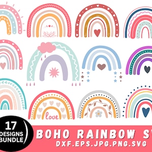 Boho Rainbow Svg / Png, Boho Rainbow Svg Bundle, Rainbow Dxf, Rainbow Shirt Svg, Boho Rainbow Png, Boho Rainbow Clipart,Svg Files For Cricut