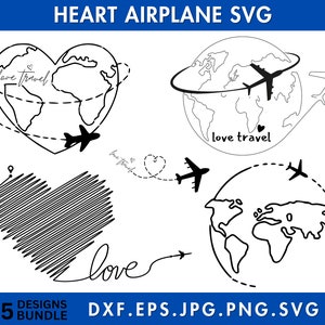 Flugzeug Herz SVG, Flugzeug Liebe Design, Flugzeug Clipart, Herz Flugzeug geschnitten, Weltreise geschnitten, Flugzeug Reise geschnitten, Cricut, Sofort Download