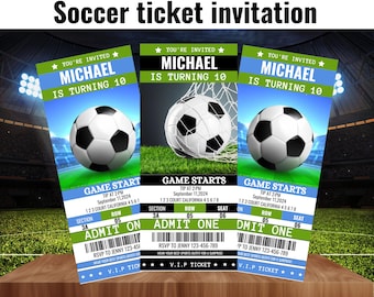 Editable Soccer Ticket Birthday Invitation Template, Soccer Ticket Invitation, Football Ticket Invite, Ticket Invitation, Soccer Invitation