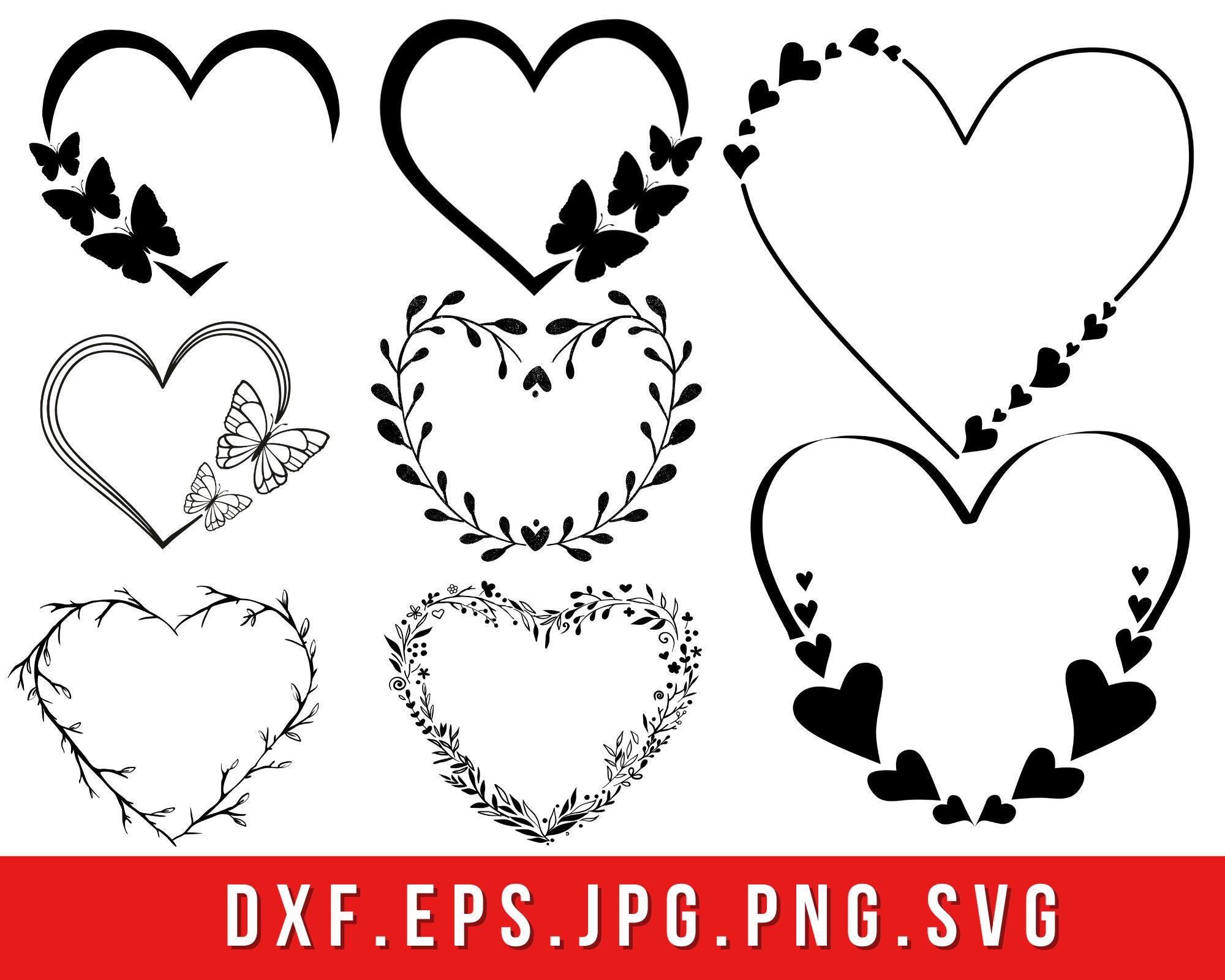 Heart Frame Svg Bundle, Heart Svg / Png, Heart Frame Clipart Art, Svg
