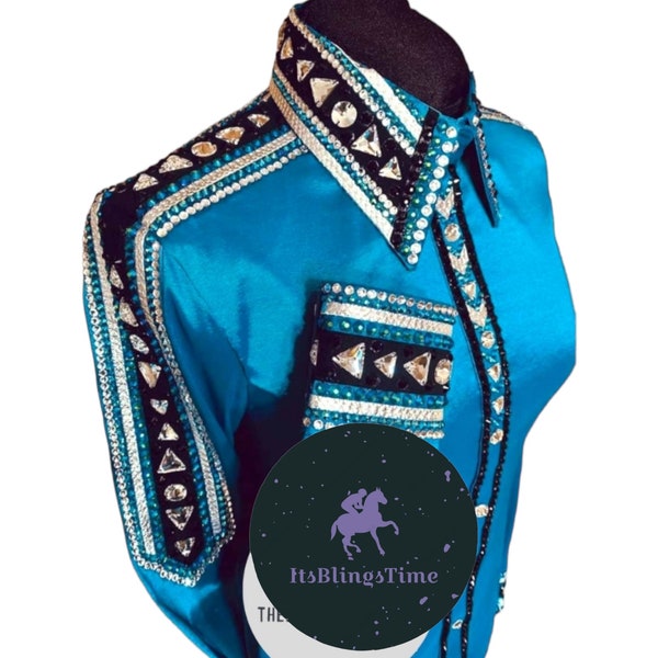 Chemise De Spectacle Western – Taffeta – Show Shirt – Unicorn Show Girl – Neuve