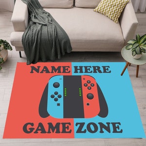Alfombra de videojugador, alfombra de interruptor de jugador de nombre personalizado, alfombra de área de decoración de sala de juegos, alfombra de diseño de consola de juegos portátil, decoración de sala de juegos, regalos de jugador
