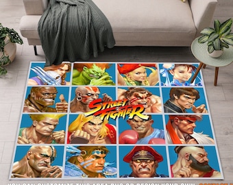 Video Game Décor Retro Realistic, Streed 90s Arcade And Theater Style Area Rug, Street Rug, for Game Room, Gamer Rug, Fighter Rug, MPR