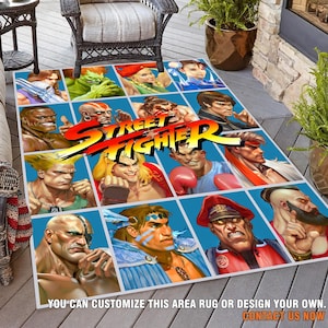 Retro Realistic, Streed 90s Arcade And Theater Style Area Rug, Street Rug, Gamer Rug, Video Game Décor, for Game Room, Fighter Rug, MPR