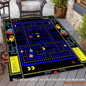 Retro Game Area Rug, Gaming Rugs, Large Vintage Rug, Rugs For Living Room, Home Decor Rug