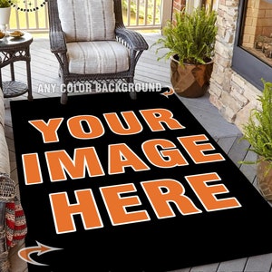 May include: A black and orange doormat with the text "YOUR IMAGE HERE" and the words "ADD YOUR IMAGE, YOUR LOGO OR TEXT CONTACT US NOW".