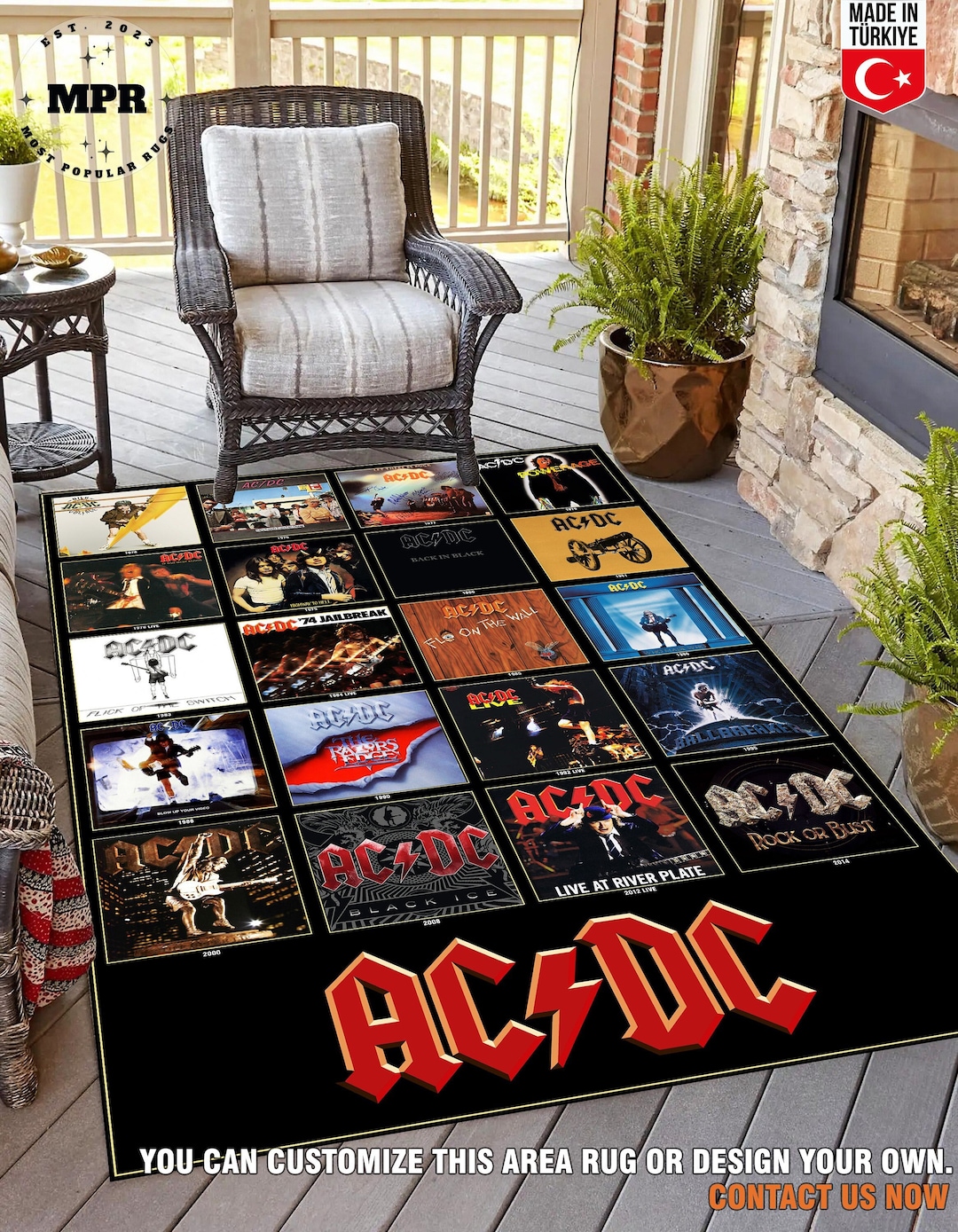 AC DC Rug, Rock and Roll Gifts, Ac Dc Fan Rug, Music Room, Album Cover ...