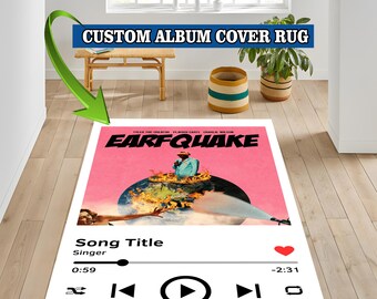 Custom Music Inspired Rug, Alcum Cover Rug, Modern Home Decor, Unique Song Design Rug, Music Lover Gift, Living Room Art Rug