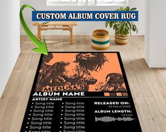 Custom Album Cover Rug, Personalized Music Gift for Him Her, Album Cover Rug, Custom Song Rug, Music Room Decor, Music Posters, Custom Rug