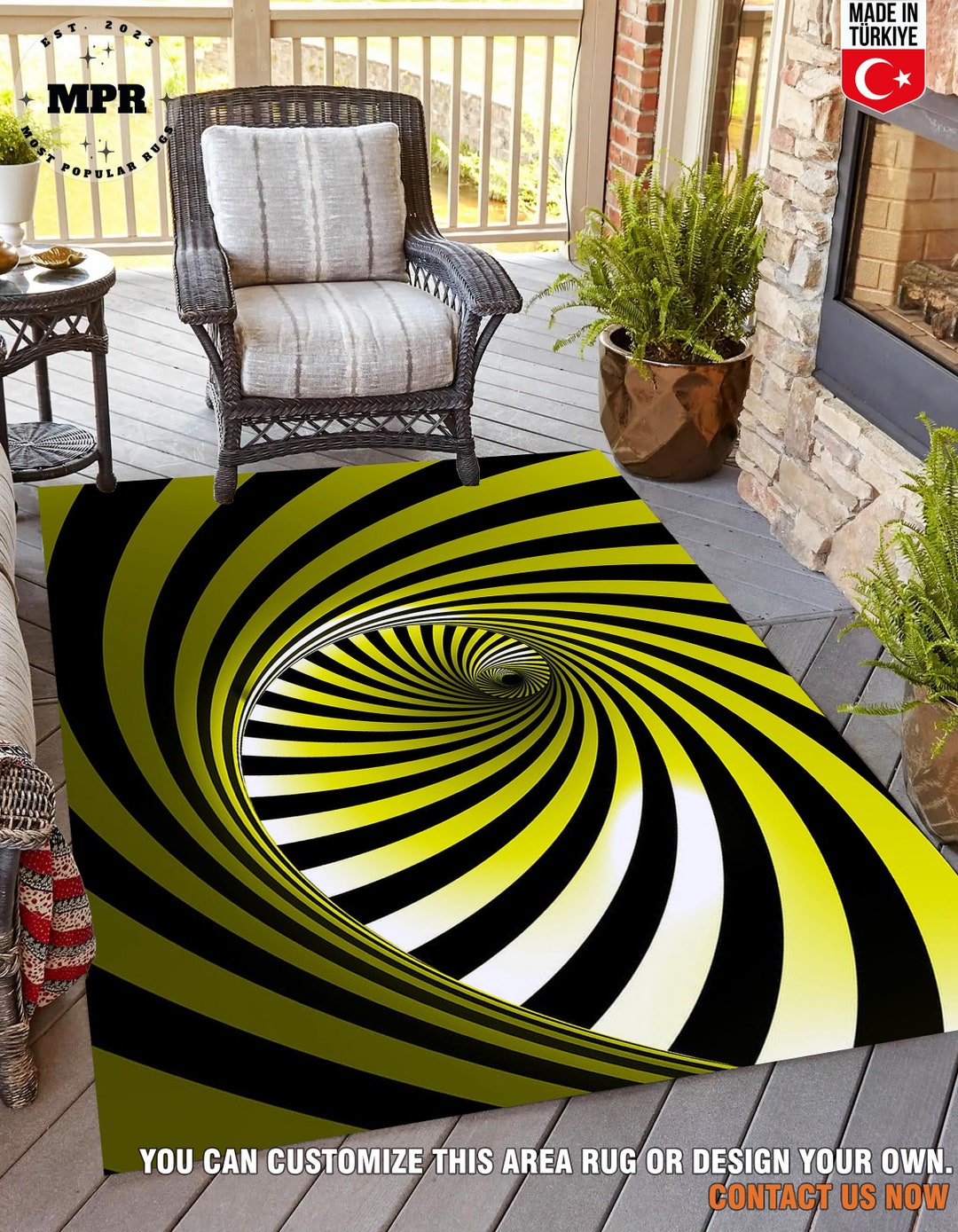 Vortex Illusion Rug, Optical Illusion Rug, 3D Effect Rug, Vortex Rug