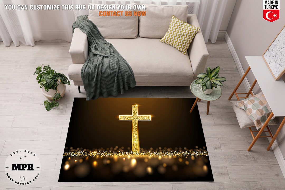 Church Decor Rug, Christian Cross Design Rug, Christian Carpet