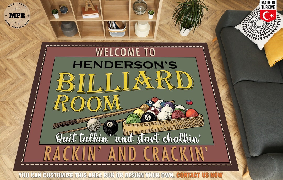 Billiard Custom Rug, Billiard Area Rug, Billiard Gamer Gift, Eight Ball ...