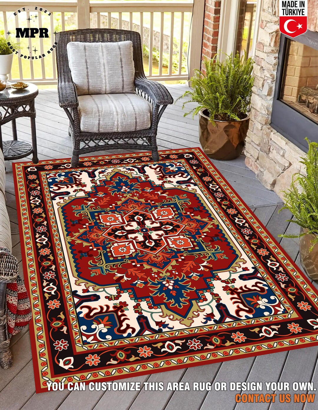 Ethnic Patterned Rug, Traditional Rug, Persian Carpet, Vintage Rug ...
