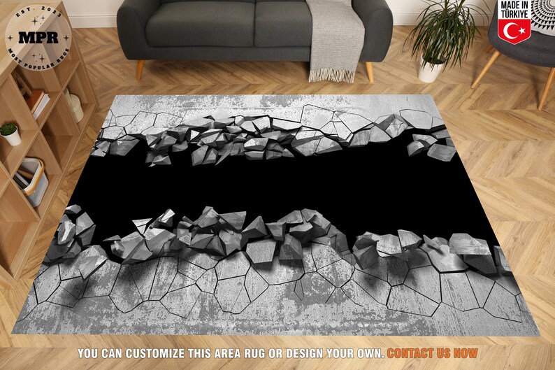 3D Vortex Illusion Rug, Black Vortex Illusion Rug, Optical Illusion Rug ...