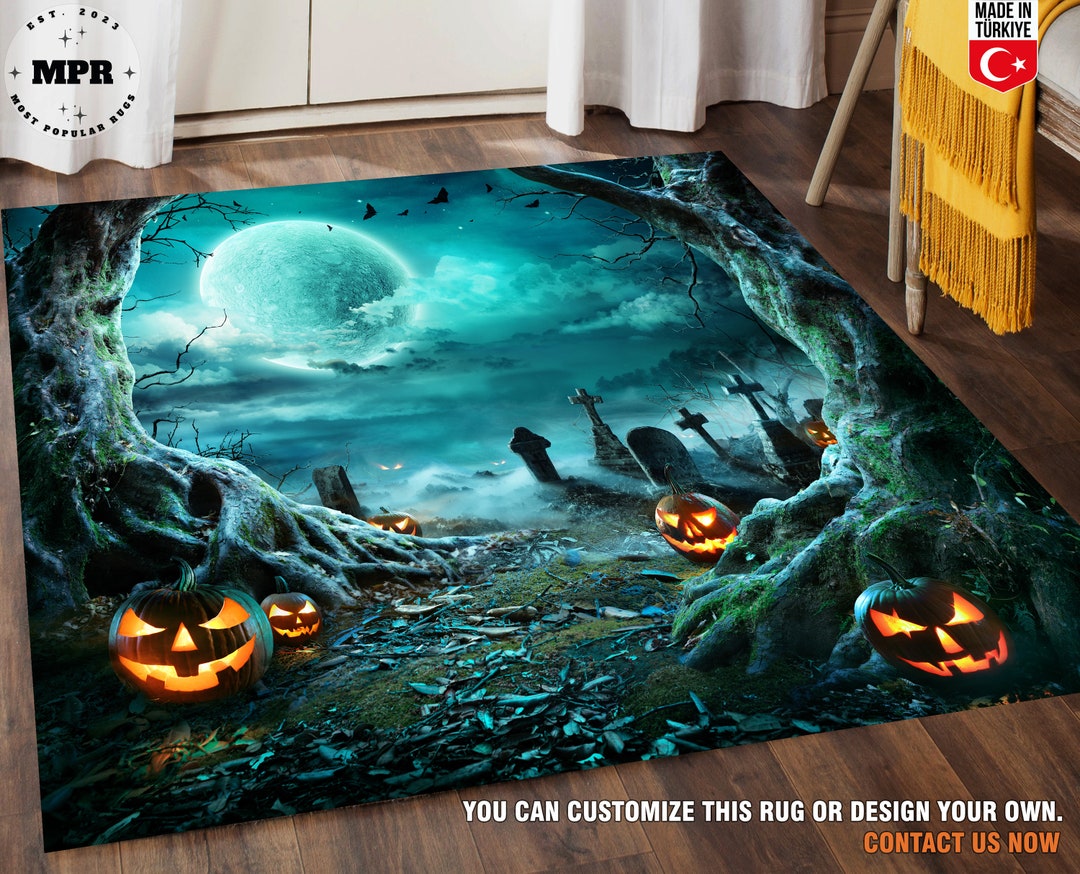 Halloween Rug Pumpkins Rug Halloween Pattern Halloween Etsy