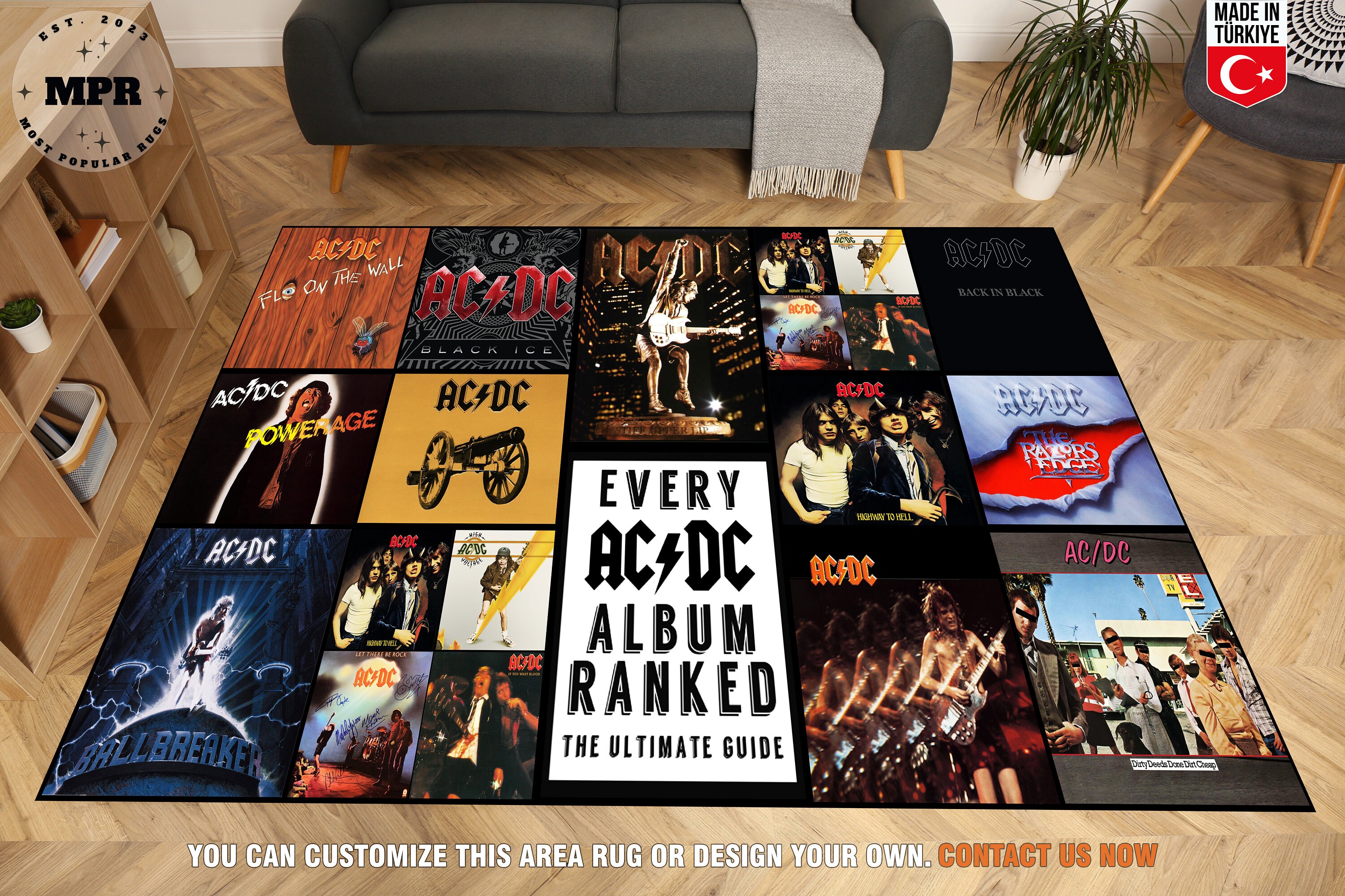 AC DC Rug, Music Room, ACDC, Rock and Roll Gift, Music Instrument Mat ...