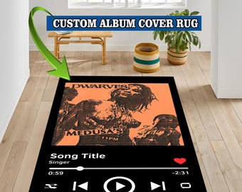 Custom Music Inspired Rug, Alcum Cover Rug, Modern Home Decor, Unique Song Design Rug, Living Room Art Rug, Music Lover Gift