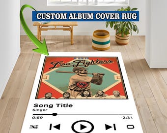 Customizable Digital Music Streaming Service App Rug • Favorite Music Album Playing Screen Capture Printed Mat