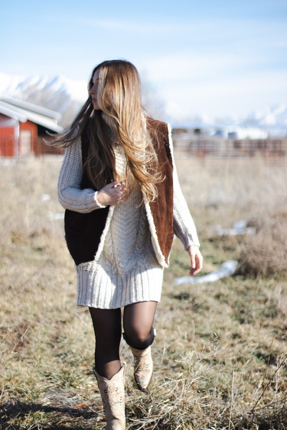 Vintage Suede Sherpa Vest