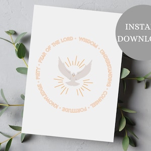 Tarjeta de Confirmación PDF / Dones del Espíritu Santo / Tarjeta Sacramento / Descarga Digital Imprimible