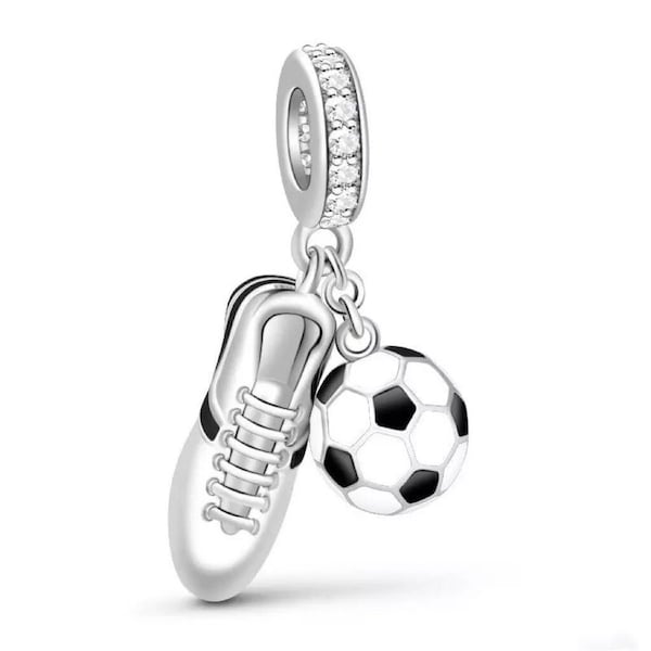 Charm I love chaussure de football et ballon pour bracelets européens, colliers pendentifs, convient à l'original