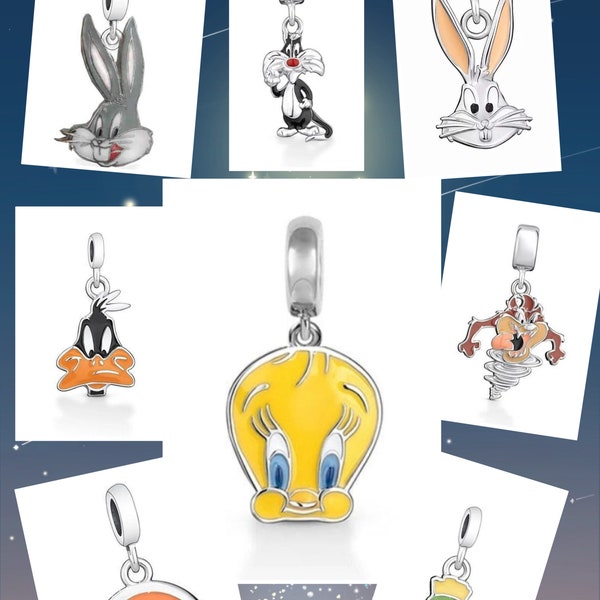 Loony tunes squad - bugs bunny, tweety bird & more charms for european bracelets, necklace pendants