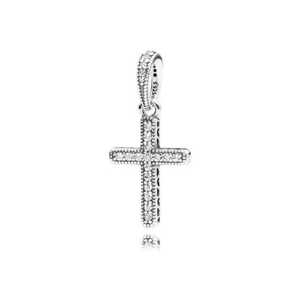 Sparkling cross charm for european bracelets, necklace pendants, fits original