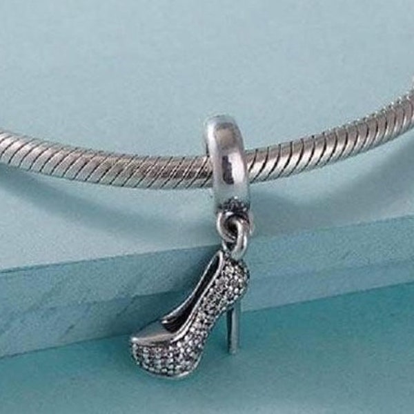 Sparkling stilettos shoe charm for european bracelets, necklace pendant
