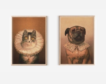 Oncle Tobey et la veuve Impression numérique, Dog Art Print, Cat Art Print, Digital Animal Prints, Digital Print, Animal Art Digital Print