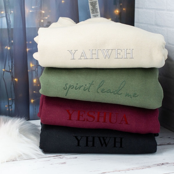 Christian Crewneck Embroidered, Jesus Sweatshirt, Spirit Lead Me Custom Sweatshirt, Yeshua Sweatshirt, Y2K Sweatshirt