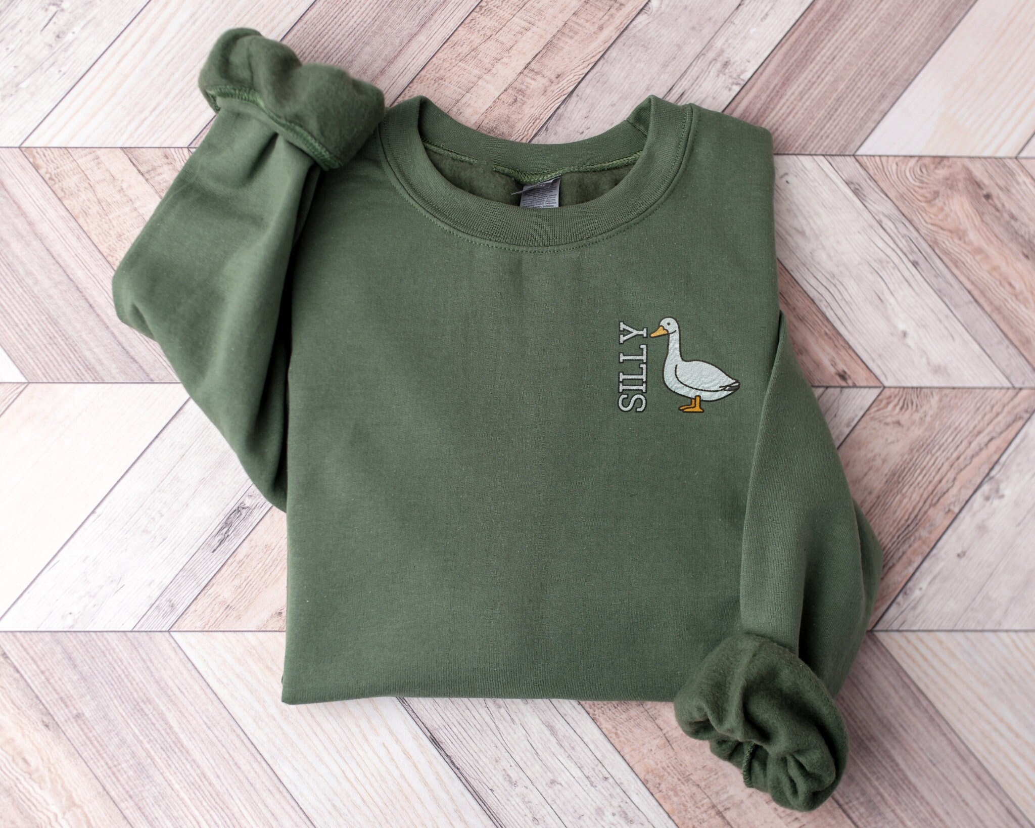 Discover Embroidered Silly Goose Sweatshirt, Silly Goose Crewneck Sweater, Silly Goose Pullover, Embroidered Sweatshirts