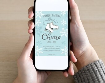 ICE SKATING themed invitation | Digital Birthday Invitation | Winter invitation for girls