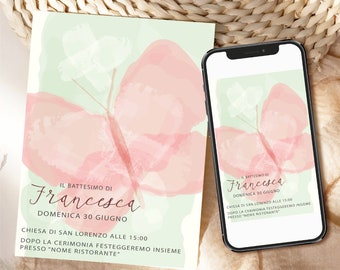 Baptism kit with butterfly | Baptism Invitation | Baptism place cards | Baptism bookmark