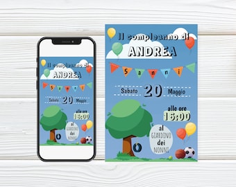 OUTDOOR PARTY invitation | Birthday Invitation for Child | Child Birthday Digital Invitation | Personalized child invitation
